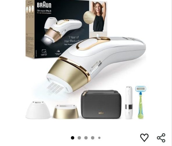 Braun IPL Silk expert Pro 5, Evde Tüy Alma, Çanta, Venus Tıraş Makinesi, 2 Başlık ile, PL5146