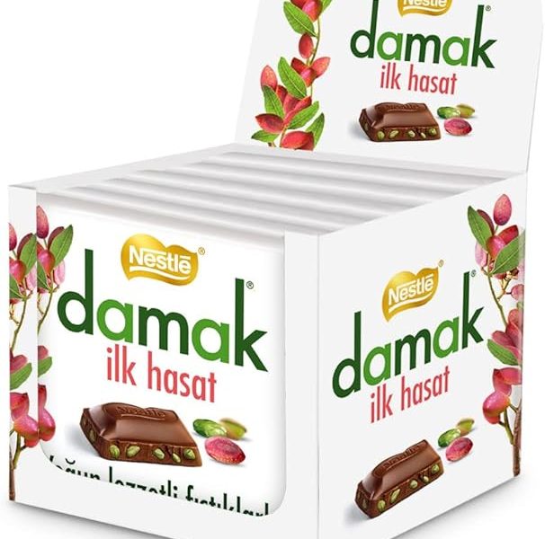(%10) Nestlé Damak İlk Hasat Sütlü Antep Fıstıklı Kare Çikolata, 60 g x 6 Adet — %10 İndirim