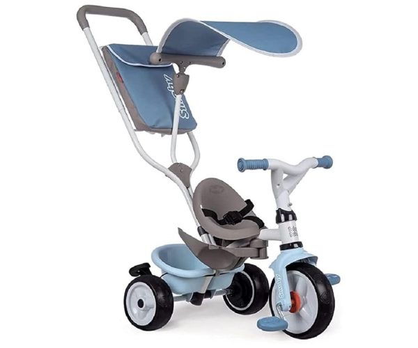 🛍️ Smoby, 741400, Evrimsel Üç Tekerlekli Bisiklet, Sessiz Tekerlekler, Kafalık, Emniyet Kemeri, Park Freni, Korna, Geri Çekilebilir Ayak Dayama Yeri, 360° Güneşlik, Çanta, Serbest Tekerlek Sistemi