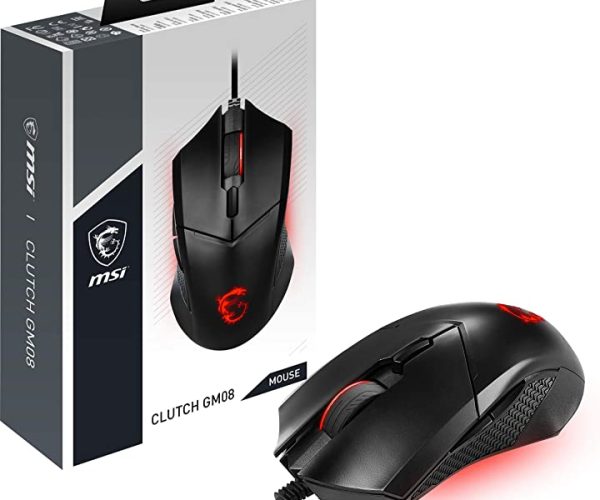 (%24.69) MSI GG CLUTCH GM08 GAMING MOUSE 4.200 DPI PIXART PAW3519 OPTIK SENSOR RED LED 1.8M KABLO AYARLANABILIR AGIRLIK ALTIN KAPLAMA USB BAGLANTI OYUNCU FARESI