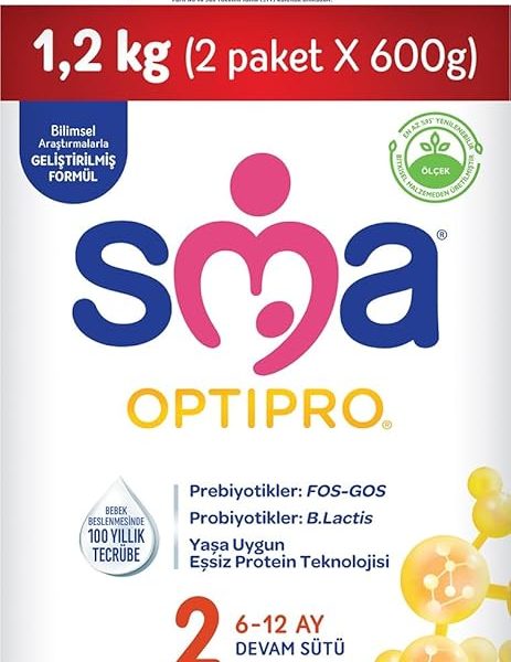 (%22.72) SMA Optipro 2, 6-12 Ay Bebek Sütü, 1.2 kg (2 x 600 g)