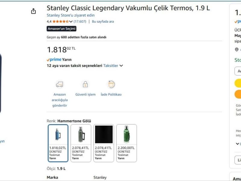 Stanley Classic Legendary Vakumlu Çelik Termos, 1.9 L