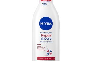 🛍️ NIVEA Yoğun Nemlendirici Repair & Care Vücut Losyonu 400ml, 72 Saat Nemlendirime, Kaşıntılı ve Hassas Ciltlere Özel, Onarıcı, Gliserin,Pro Vitamin B5,Niasinamid,Kuru Ciltler