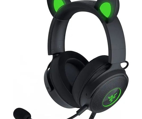 Razer Kraken Kitty V2 Pro – Değiştirilebilir Kulaklı Kablolu RGB Kulaklık (Değiştirilebilir Kitty, Ayı ve Tavşan Kulakları; Reaktif Akış Aydınlatması) Siyah