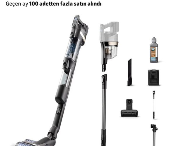 Philips 9000 Serisi AquaTrio Kablosuz Dikey Süpürge, Otomatik Temizleme ve Şarj İstasyonu , AquaSpin Başlık, PowerCyclone Aqua, XW9463/11