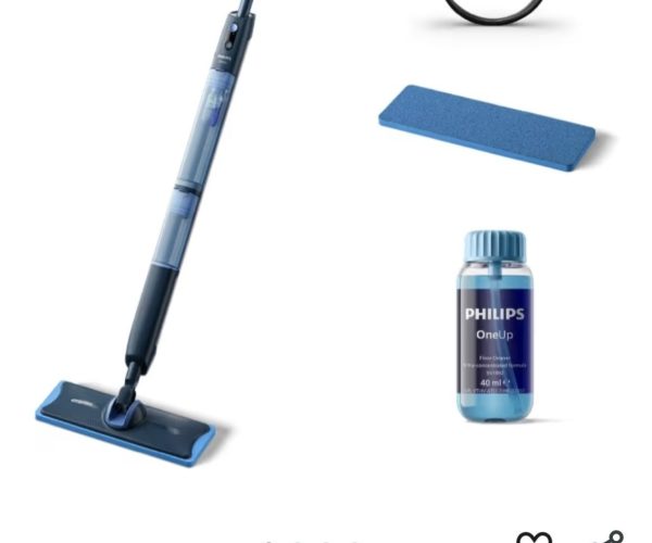 Philips OneUp 5000 Serisi Elektrikli Mop, Kablosuz, Bakterilere karşı %99,9 etkili, 360 derece başlık ile zahmetsiz kullanım, (XV5113/01)