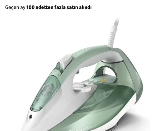 Philips 7000 Series Azur Buharlı Ütü, 2600W Güç, 220g Buhar, Damlama Önleme Sistemi, SteamGlide Plus Taban, 300ml Su Haznesi (DST7012/70)