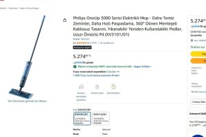 Philips OneUp 3000 Serisi Elektrikli Mop – Daha Temiz Zeminler, Daha Hızlı Paspaslama, 360° Dönen Menteşeli Kablosuz Tasarım, Yıkanabilir Yeniden Kullanılabilir Pedler, Uzun Ömürlü Pil (XV3101/01) — %88 İndirim