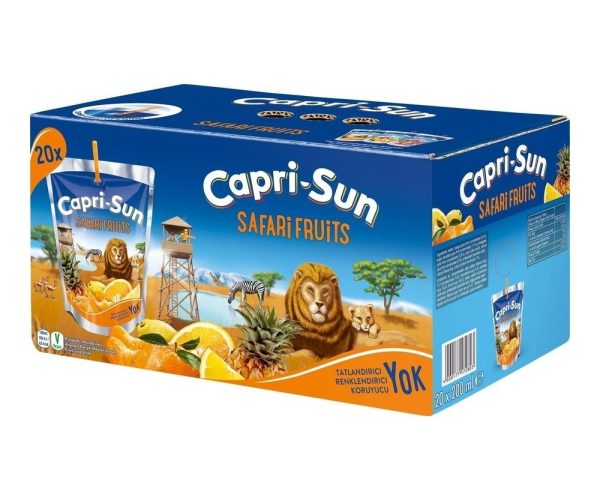Capri-Sun Safari (Portakallı, Ananaslı, Mandalinalı) (200 ml x 20 Adet) — %95 İndirim