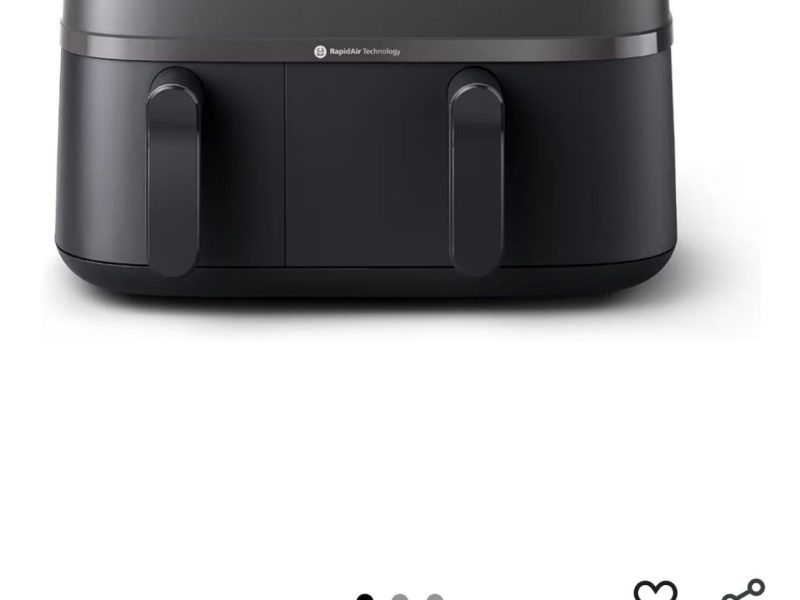 Philips Çift Hazneli Airfryer 3000 Serisi, 9L, 2 Hazneli Air fryer, Rapid Air Teknolojisi, Aileniz için Çok Yönlü Geniş Airfryer,%90 Daha Az Yağ, Enerji Tasarrufu, HomeID Uygulaması (NA350/00)