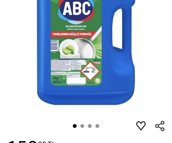 ABC DETERJAN Bulaşık Deterjanı Misket Limonu 4 Kg
