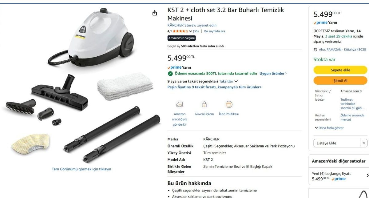 KST 2 + cloth set 3.2 Bar Buharlı Temizlik Makinesi — %90 İndirim