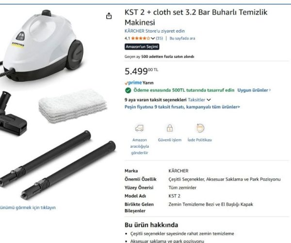 KST 2 + cloth set 3.2 Bar Buharlı Temizlik Makinesi — %90 İndirim