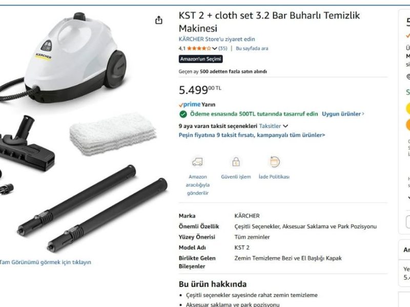 KST 2 + cloth set 3.2 Bar Buharlı Temizlik Makinesi — %90 İndirim