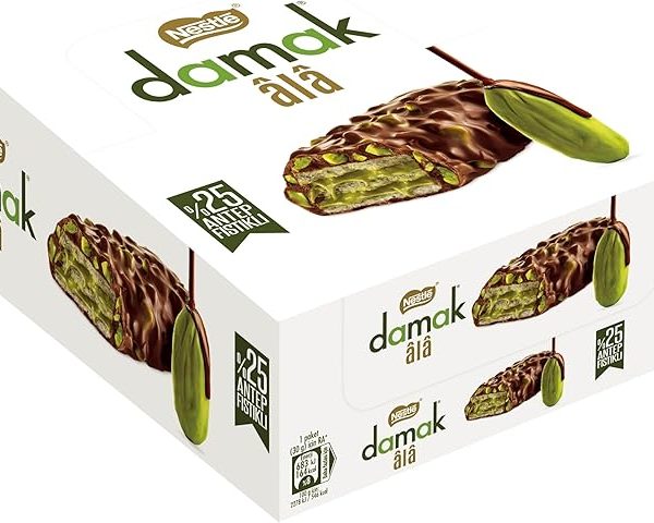 (%26.99) NESTLE DAMAK Ala Antep Fıstıklı Kremalı (%32.5), Antep Fıstıklı Sütlü Çikolata Kaplamalı Gofret 12 Adet x 30 g