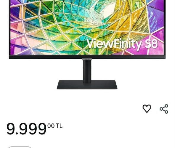 Samsung ViewFinity S8 27″ UHD, 3840 x 2160, 5ms, IPS, 60Hz, HDR10, USB-C, KVM Monitör, LS27A800UJUXUF