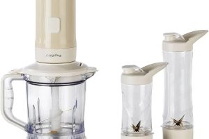 BergHOFF Gem Retro 700 W Kişisel Blender & Doğrayıcı – 1, 2 L Titanyum Bıçaklı Hazne, Bakır AC Motor | Vanilya Krem