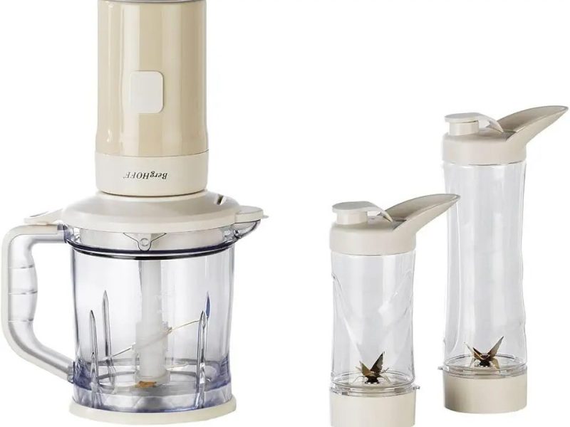 BergHOFF Gem Retro 700 W Kişisel Blender & Doğrayıcı – 1, 2 L Titanyum Bıçaklı Hazne, Bakır AC Motor | Vanilya Krem