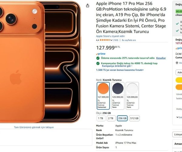 Apple iPhone 17 Pro Max 256 GB Kozmik Turuncu