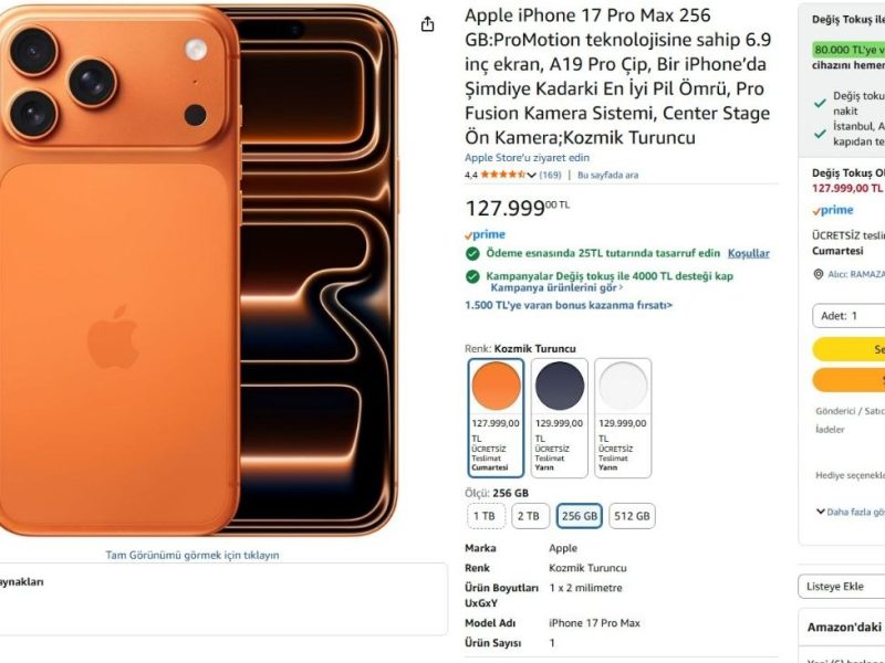 Apple iPhone 17 Pro Max 256 GB Kozmik Turuncu