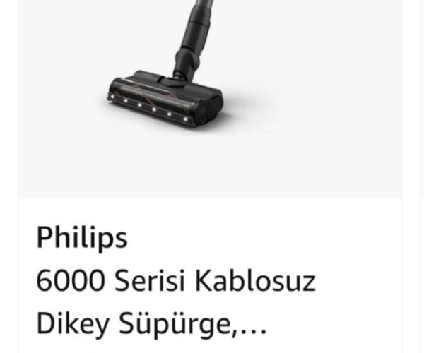 Philips 6000 Serisi Kablosuz Dikey Süpürge, PowerCyclone 11, 64 Dakika Kullanım Süresi, Zemin Tipini Algılayan Akıllı Başlık, Aksesurlar ile Derinlemesine Temizlik (XC6552/01)