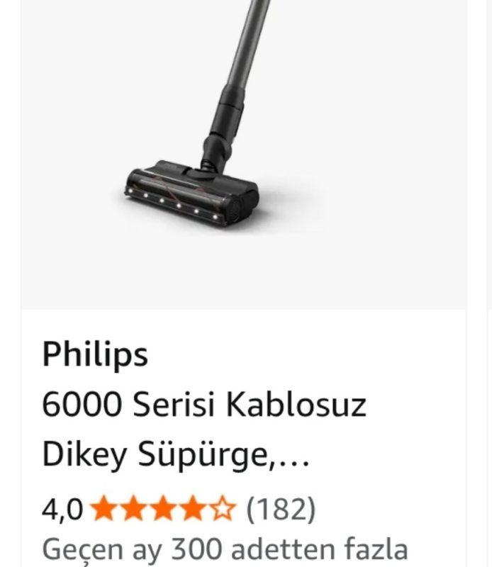 Philips 6000 Serisi Kablosuz Dikey Süpürge, PowerCyclone 11, 64 Dakika Kullanım Süresi, Zemin Tipini Algılayan Akıllı Başlık, Aksesurlar ile Derinlemesine Temizlik (XC6552/01)