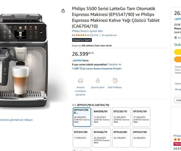 Philips 5500 Serisi LatteGo Tam Otomatik Espresso Makinesi (EP5547/90) ve Philips Espresso Makinesi Kahve Yağı Çözücü Tablet (CA6704/10)