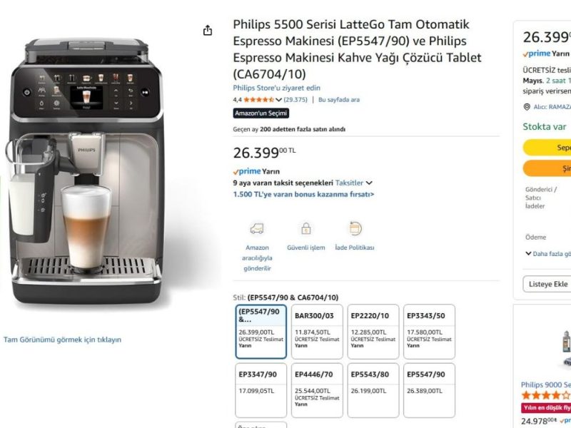 Philips 5500 Serisi LatteGo Tam Otomatik Espresso Makinesi (EP5547/90) ve Philips Espresso Makinesi Kahve Yağı Çözücü Tablet (CA6704/10)