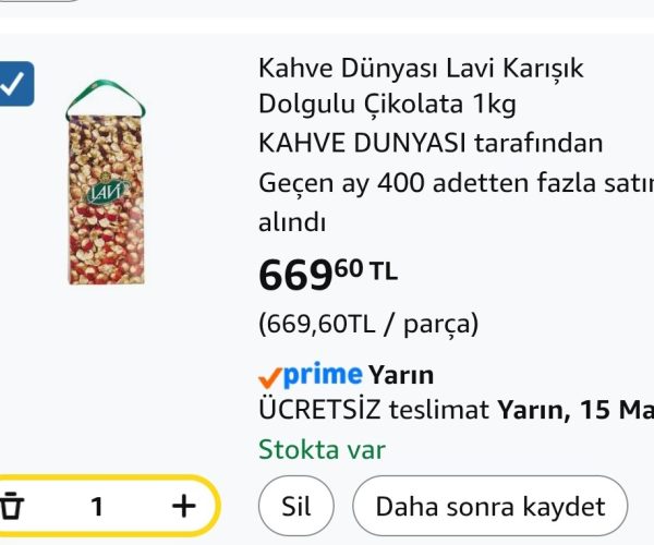 Kahve dünyası lavi karışık dolgulu çikolata 1 kg