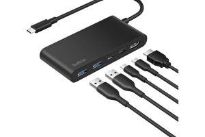 🛍️ Belkin USB C Hub, 5 Portlu, 60 Hz’de 4K HDMI Ekran Desteği, 100W Güç İletimi, 5Gbps Veri Aktarımı, MacBook, iPad Pro, Chromebook ve Dahası İçin USB C Çoklu Port Adaptörü, Geliştirilmiş HDMI 2.0, Siyah