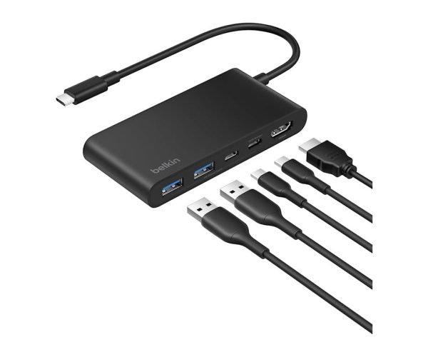 🛍️ Belkin USB C Hub, 5 Portlu, 60 Hz’de 4K HDMI Ekran Desteği, 100W Güç İletimi, 5Gbps Veri Aktarımı, MacBook, iPad Pro, Chromebook ve Dahası İçin USB C Çoklu Port Adaptörü, Geliştirilmiş HDMI 2.0, Siyah