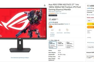 Asus ROG STRIX XG27UCS 27” 1ms 160Hz 3840×2160 FreeSync IPS Pivot Gaming (Oyuncu) Monitör