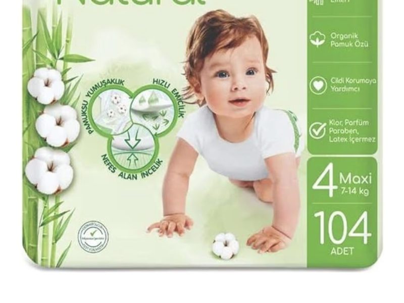 Bebem Natural 4 numara Maxi 104 adet Bebek Bezi