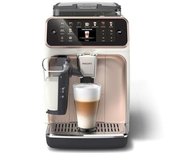 Philips 5500 Serisi LatteGo Tam Otomatik Espresso Makinesi 20 Sıcak ve Soğuk İçecek, Renkli Dokunmatik Ekran, Beyaz Roze Renk, QuickStart, SilentBrew Teknolojisi (EP5543/80)