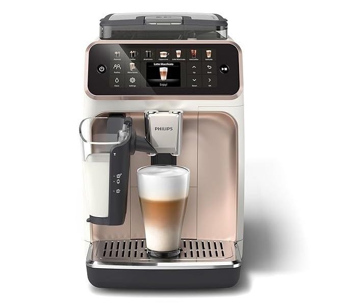Philips 5500 Serisi LatteGo Tam Otomatik Espresso Makinesi 20 Sıcak ve Soğuk İçecek, Renkli Dokunmatik Ekran, Beyaz Roze Renk, QuickStart, SilentBrew Teknolojisi (EP5543/80)