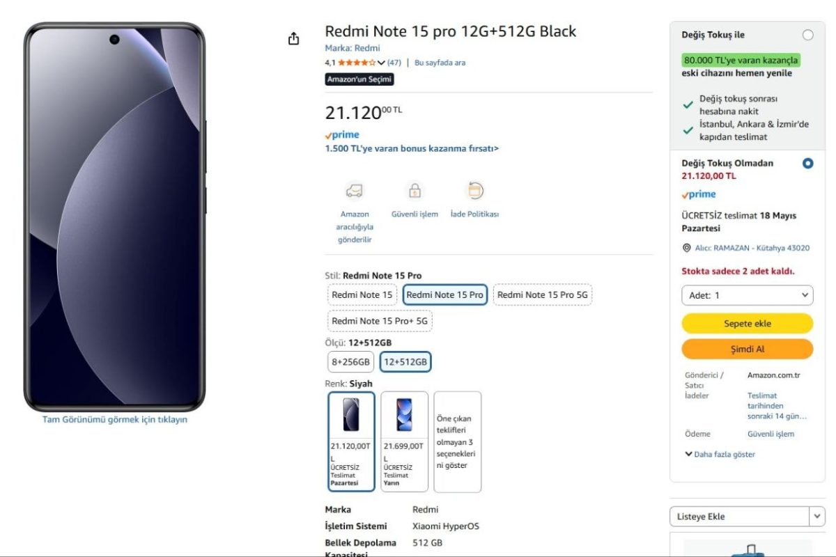 Redmi Note 15 pro 12G+512G Black