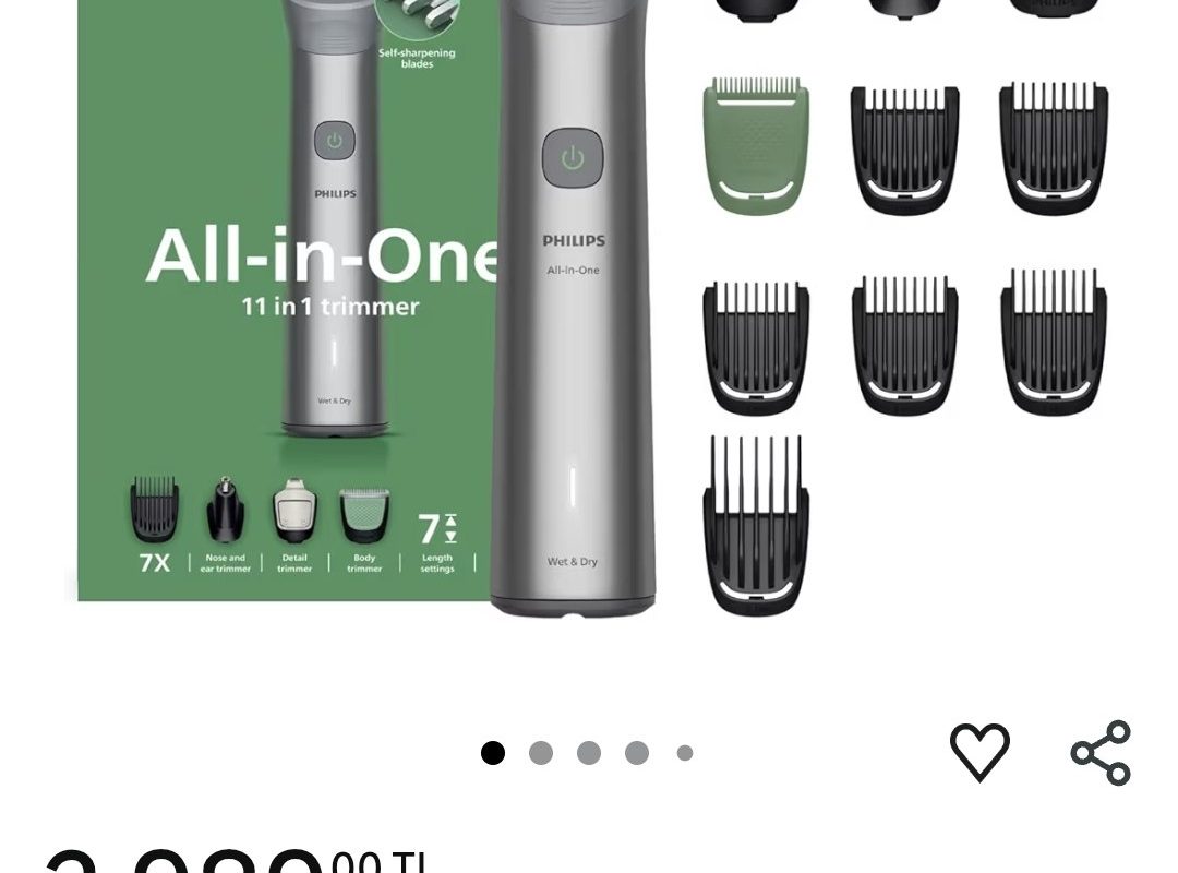 Philips All-in-One Trimmer 5000 Serisi MG5932/15, 11’i 1 Arada Erkek Bakım Seti, Yüz Saç Vücut için – 2.989₺