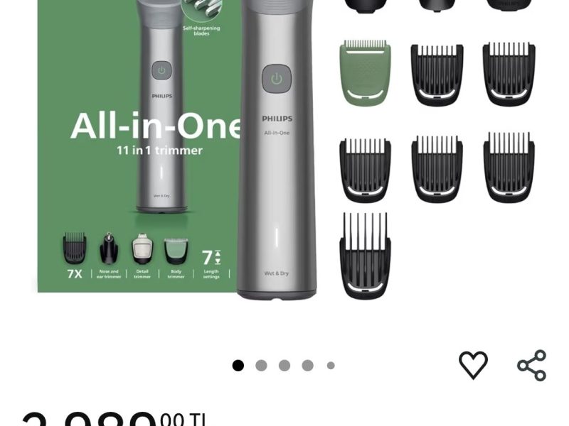 Philips All-in-One Trimmer 5000 Serisi MG5932/15, 11’i 1 Arada Erkek Bakım Seti, Yüz Saç Vücut için – 2.989₺