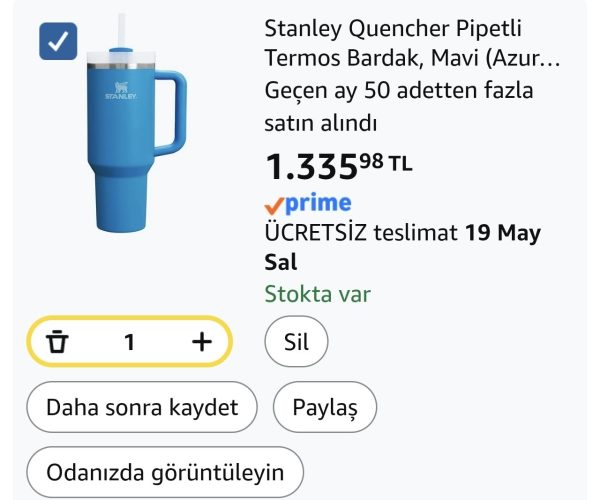 Stanley Quencher Pipetli Termos Bardak, 1.18 L