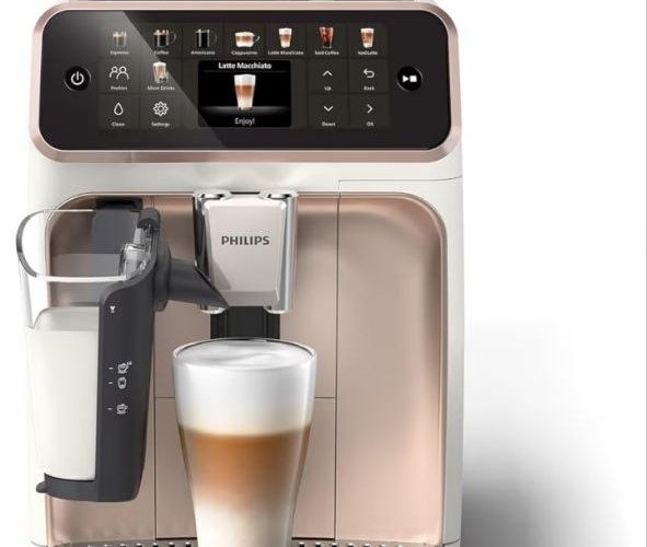 Philips 5500 Serisi LatteGo Tam Otomatik Espresso Makinesi 20 Sıcak ve Soğuk İçecek, Renkli Dokunmatik Ekran, Beyaz Roze Renk, QuickStart, SilentBrew Teknolojisi (EP5543/80)