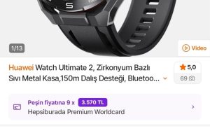💥Huawei Watch Ultimate 2, Zirkonyum Bazlı Sıvı Metal Kasa,150m Dalış Desteği, Bluetooth Arama, Hassas Sağlık Takibi, iOS & Android Uyumlu, Siyah – 32.132₺ Satıcı Hepsiburada