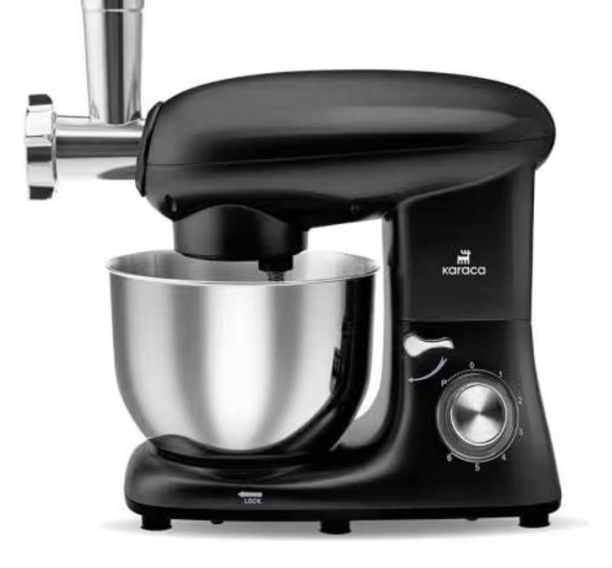 Karaca Multichef Stand Mikser Shiny Black Mutfak Şefi 1900W 5,5 Lt (Kıyma Çekme /Sucuk-Sosis/İçli Köfte Aparatlı)