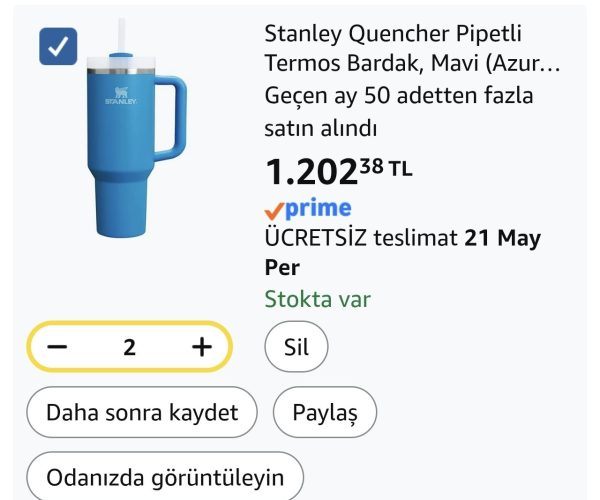 Stanley Quencher Pipetli Termos Bardak, 1.18 L