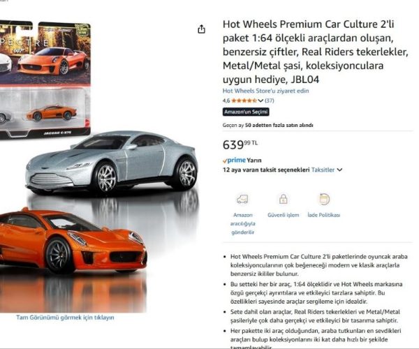 Hot Wheels Premium Car Culture 2’li paket 1:64 ölçekli araçlardan oluşan, benzersiz çiftler, Real Riders tekerlekler, Metal/Metal şasi, koleksiyonculara uygun hediye, JBL04