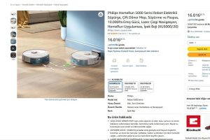 Philips HomeRun 5000 Serisi Robot Elektrikli Süpürge, Çift Döner Mop, Süpürme ve Paspas, 10.000Pa Emiş Gücü, Lazer Çizgi Navigasyon, HomeRun Uygulaması, İpek Beji (XU5000/20)