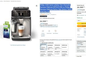 Philips 5500 Serisi LatteGo Tam Otomatik Espresso Makinesi (EP5547/90) ve Philips Espresso Makinesi Kahve Yağı Çözücü Tablet (CA6704/10)