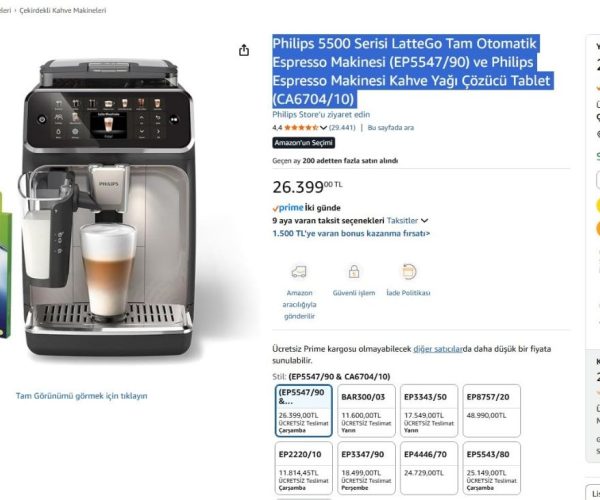 Philips 5500 Serisi LatteGo Tam Otomatik Espresso Makinesi (EP5547/90) ve Philips Espresso Makinesi Kahve Yağı Çözücü Tablet (CA6704/10)