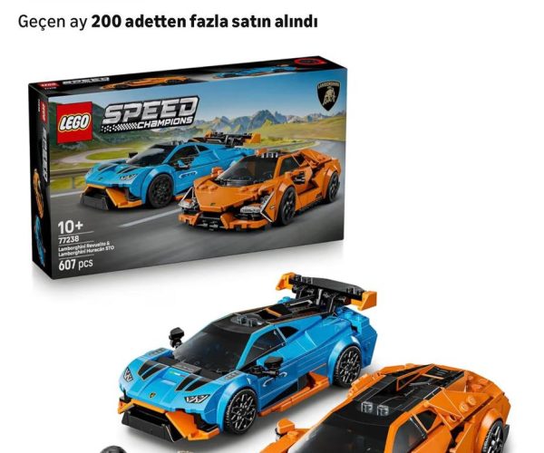 LEGO Speed Champions Lamborghini Revuelto ve Huracán STO 77238 – 10 Yaş ve Üzeri Çocuklar İçin Çift Model Araba, Detaylı Yarış Arabaları ve Sürücü Figürleriyle Oyun ve Sergileme Yapım Seti (607 Parça)