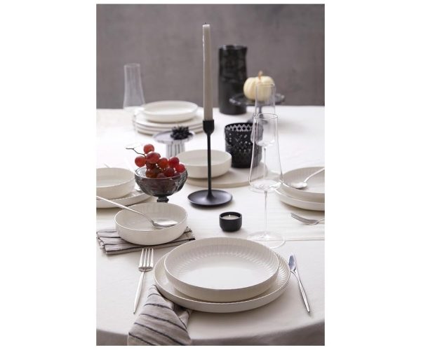 🛍️ Kütahya Porselen Bone Crest 18 Parça 6 Kişilik Yemek Takımı Platin Fileli