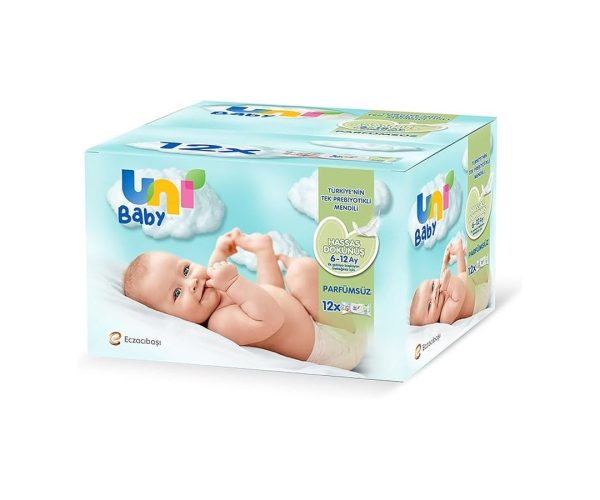 🛍️ Uni Baby Hassas Dokunuş Islak Mendil 12*52 Yaprak